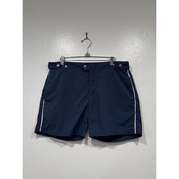Solid & Striped Blue Swim Shorts Men’s Size Large Lined The Kennedy Piped Trunks - Picture 1 of 9